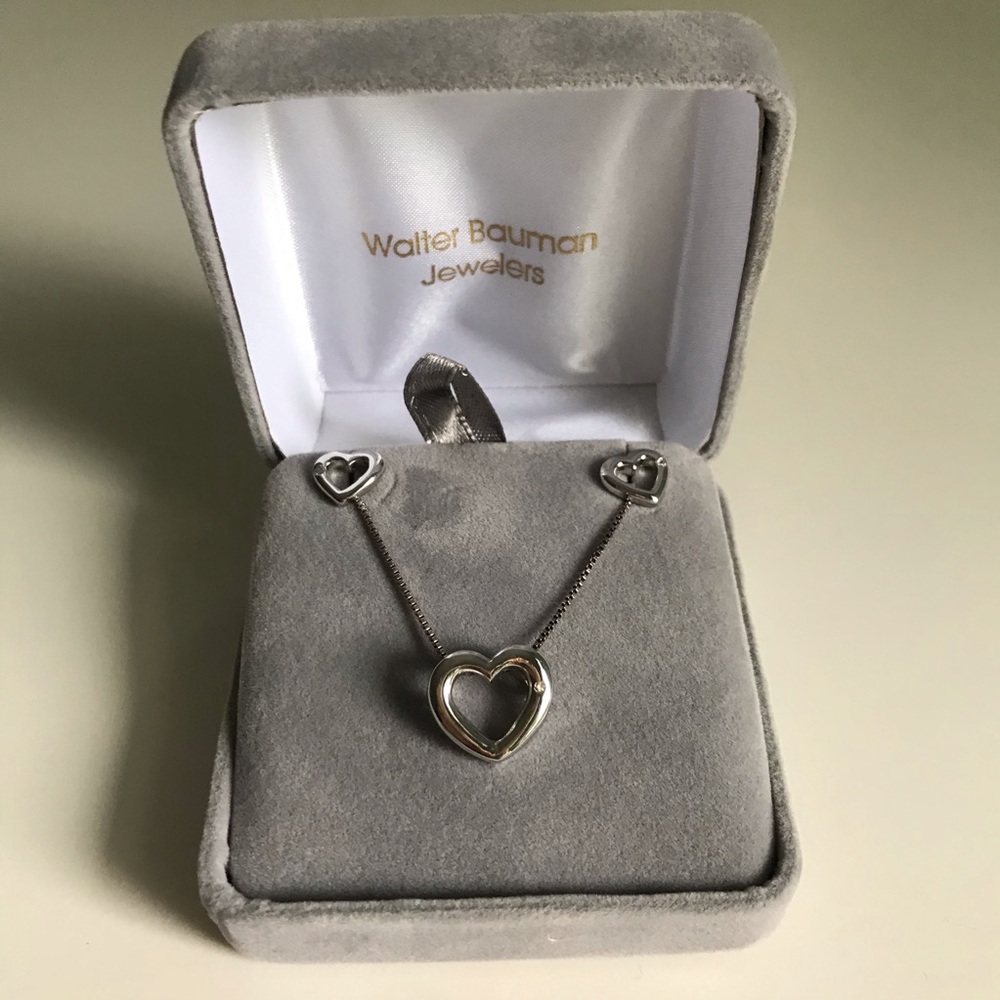 Sterling Silver Heart Necklace and Earring Set